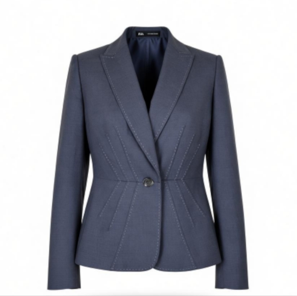 Kasper Blazer Women Size 6 Gray 1 Button Front Closure Notch Collar Lined